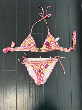 Trina Turk Pink, Magenta & Cream Swirl Bikini Bottoms